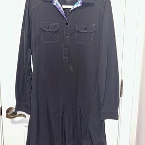 Kuhl Black Long Sleeve Shirt Dress with Plaid Collar